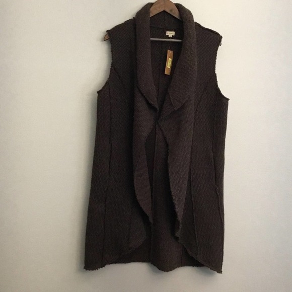 Daniel Cremieux Long Draped Open Front Vest Wool Blend Size L NWT - Picture 2 of 10